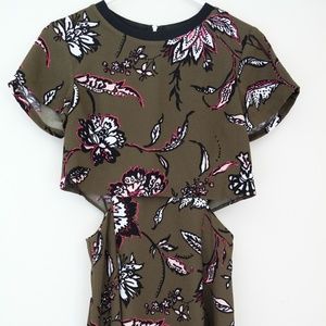 Topshop XS Green Floral Cutout Dress